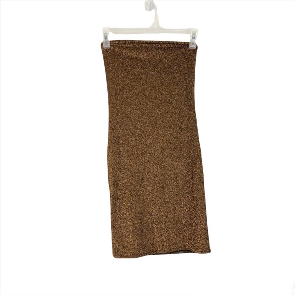 Forever 21 Gold Sparkle Strapless Mini Dress